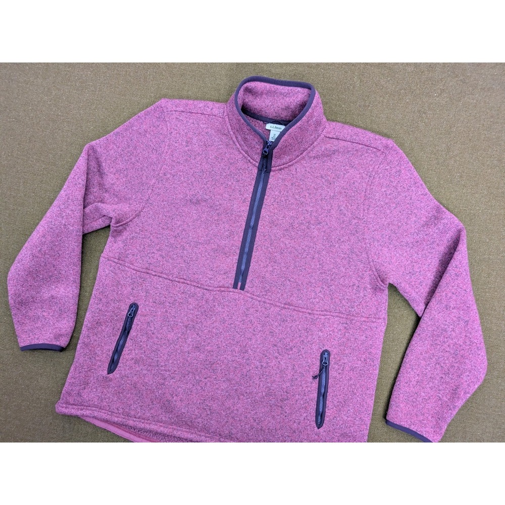 Women's L.L.Bean Sweater Fleece Half-Zip Pullover Heathered Magenta Purple Plum